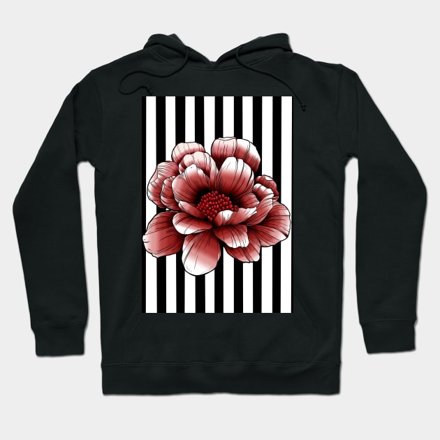 LINE FLOWER RED Hoodie by MAYRAREINART